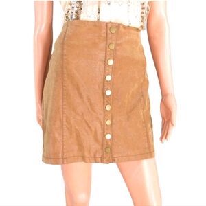 FREE PEOPLE Faux Leather snaps Button Down Skirt